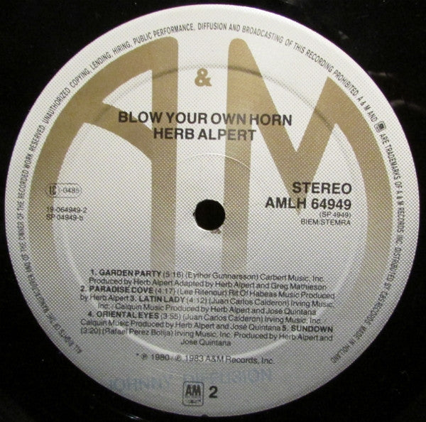 Herb Alpert : Blow Your Own Horn (LP, Album)