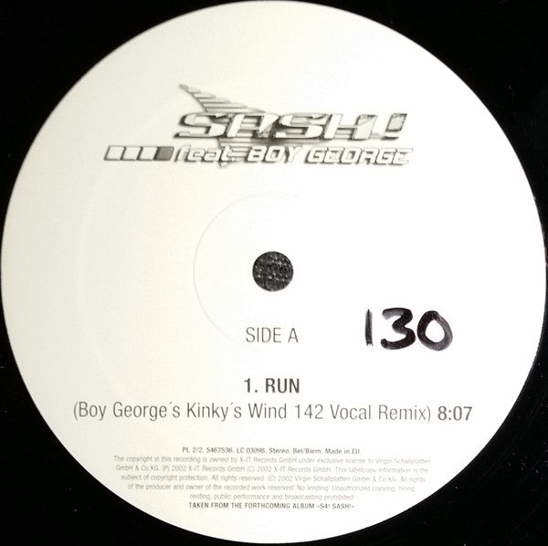 Sash! featuring Boy George : Run (12", Pt.)