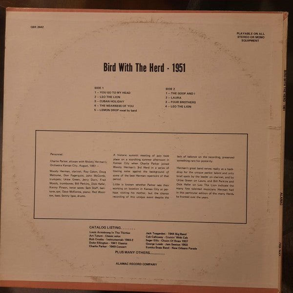 Charlie Parker : Bird With The Herd - 1951 (LP)