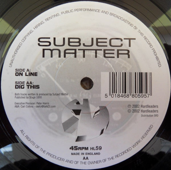 Subject Matter : Online / Dig This (12")