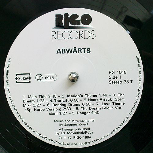 Jacques Zwart : Abwärts (Out Of Order) Original Motion Picture Soundtrack (LP, Album)