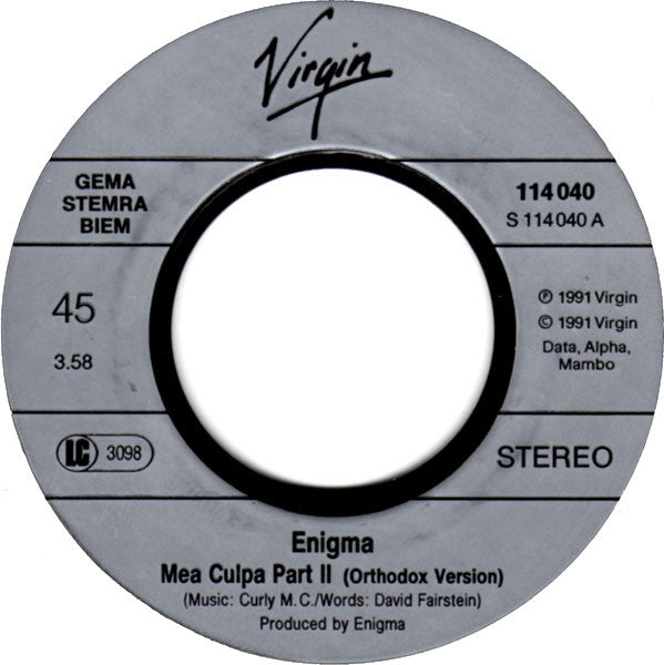 Enigma : Mea Culpa Part II (7", Single)