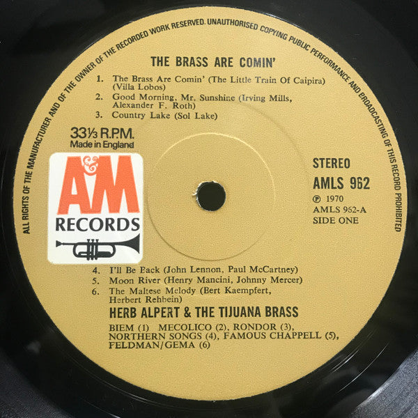 Herb Alpert & The Tijuana Brass : The Brass Are Comin' (LP, Album)