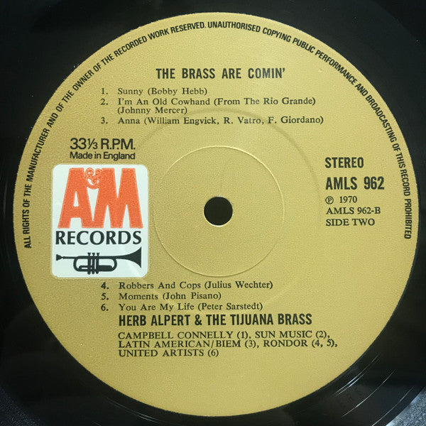 Herb Alpert & The Tijuana Brass : The Brass Are Comin' (LP, Album)