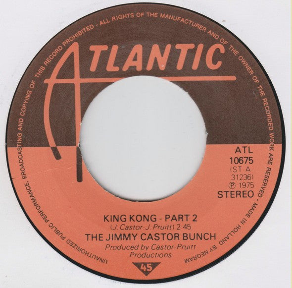 The Jimmy Castor Bunch : King Kong Part 1+2 (7", Single, Red)