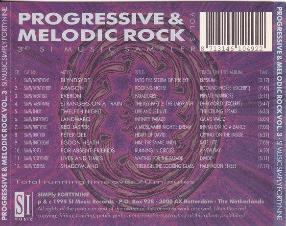 Various : Progressive & Melodic Rock Vol. 3 • 3rd SI Music Sampler (CD, Comp, Smplr)