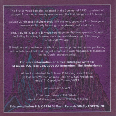 Various : Progressive & Melodic Rock Vol. 3 • 3rd SI Music Sampler (CD, Comp, Smplr)