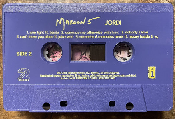 Maroon 5 : Jordi (Cass, Album, Lav)