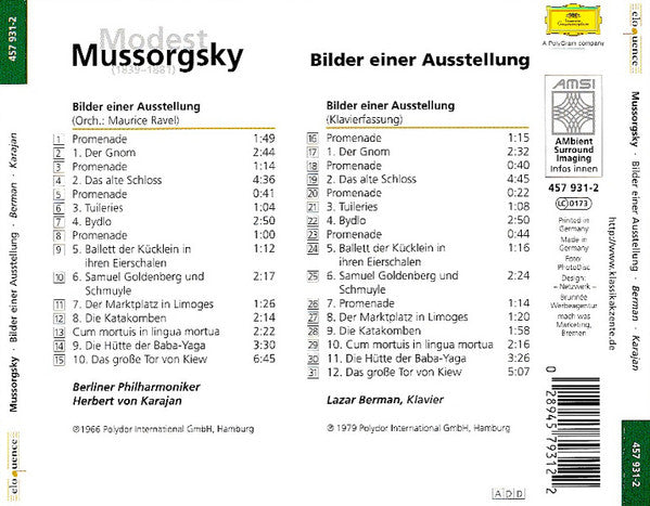 Modest Mussorgsky | Lazar Berman | Berliner Philharmoniker · Herbert von Karajan : Bilder Einer Ausstellung (CD, Comp, RE)