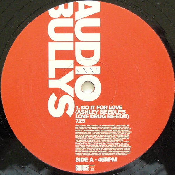Audio Bullys : Do It For Love (12", Promo, Red)