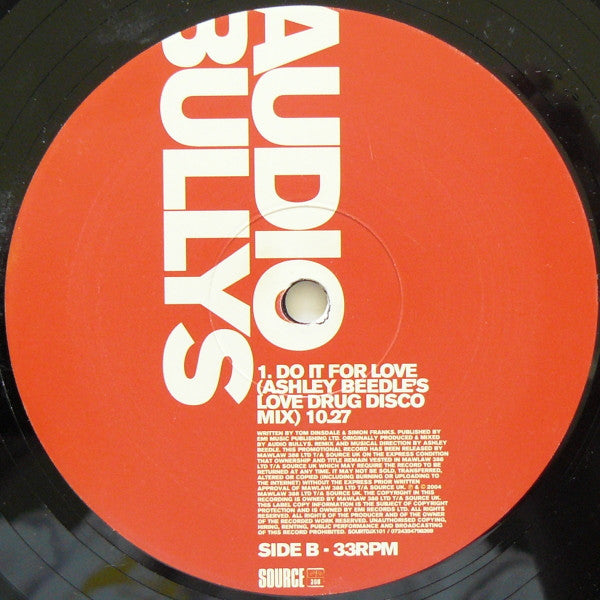 Audio Bullys : Do It For Love (12", Promo, Red)