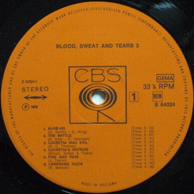 Blood, Sweat And Tears : Blood, Sweat And Tears 3 (LP, Album, Gat)