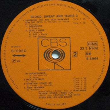 Blood, Sweat And Tears : Blood, Sweat And Tears 3 (LP, Album, Gat)
