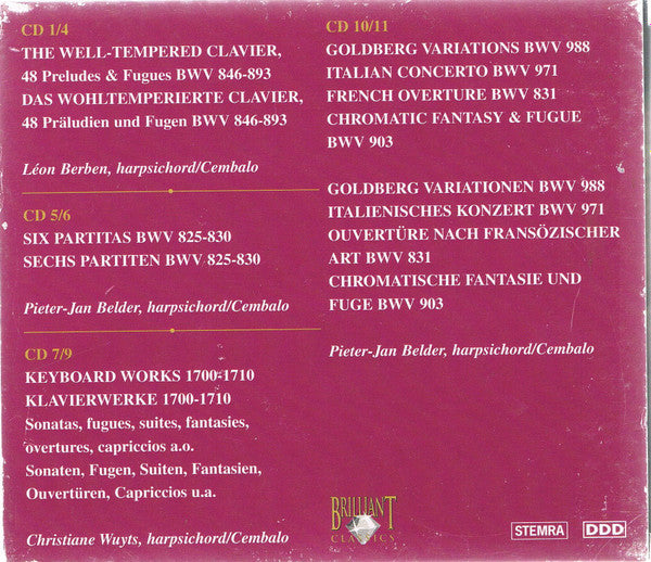 Johann Sebastian Bach : Keyboard Works Vol. I / Klavierwerke Vol. I (11xCD + Box)