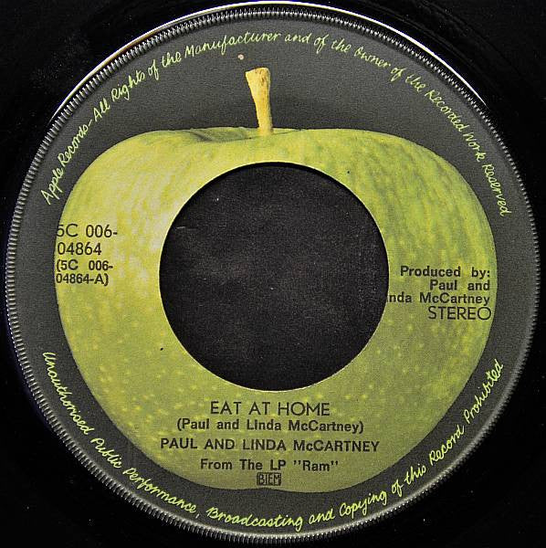 Paul And Linda McCartney* : Eat At Home / Smile Away (7", Single, Lar)