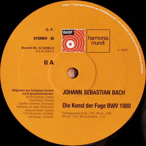 J.S.Bach* - Mitglieder des Collegium Aureum* : Die Kunst Der Fuge (2xLP, Album, Gat)