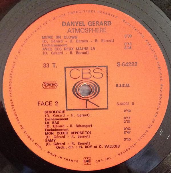 Danyel Gérard : Atmosphère (LP, Album, Gat)