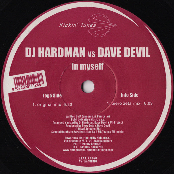 DJ Hardman Vs Dave Devil : In Myself (12")