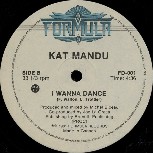 Kat Mandu : I Wanna Dance (12")