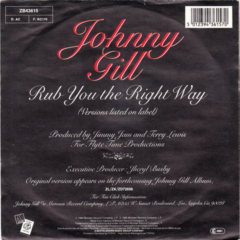 Johnny Gill : Rub You The Right Way (7", Single)