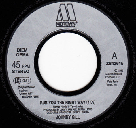 Johnny Gill : Rub You The Right Way (7", Single)