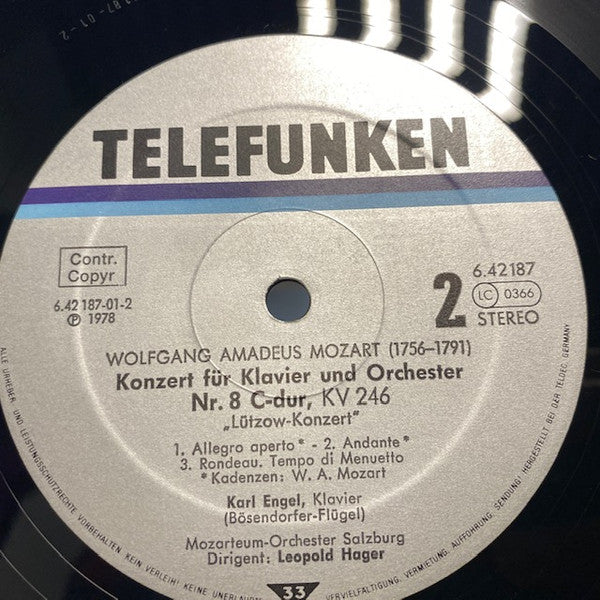 Wolfgang Amadeus Mozart, Karl Engel, Das Mozarteum Orchester Salzburg, Leopold Hager : Klavierkonzerte - Piano Concertos - Concertos Pour Piano Nr.8, KV246 - Nr.19, KV459 (LP, Gat)