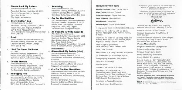 Lynyrd Skynyrd : Gimme Back My Bullets (CD, Album, RE, RM, M &)