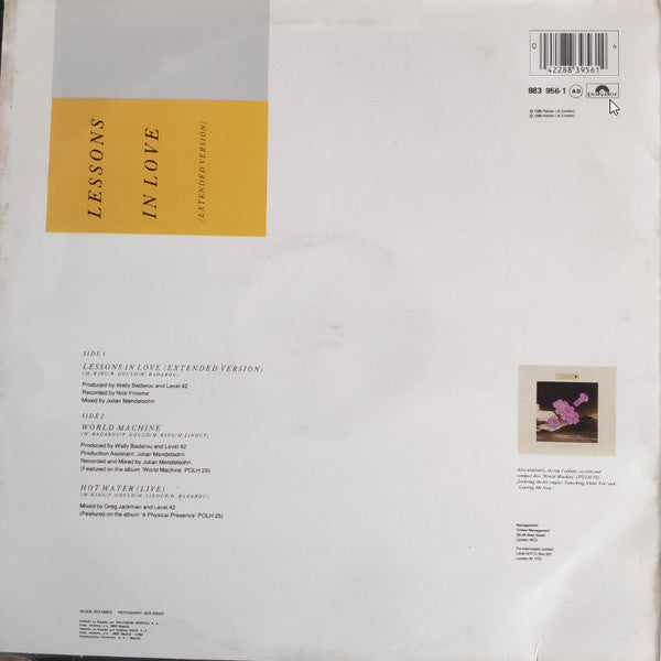Level 42 : Lessons In Love (Extended Version) (12")