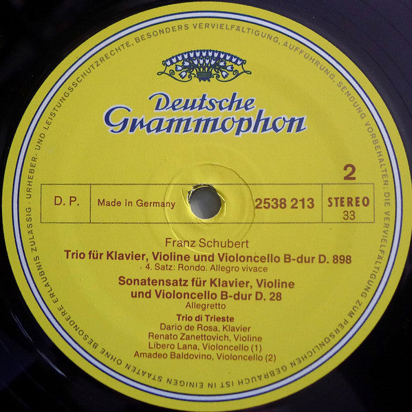 Franz Schubert - Trio Di Trieste : Klaviertrio B-dur / Sonatensatz B-dur (LP)