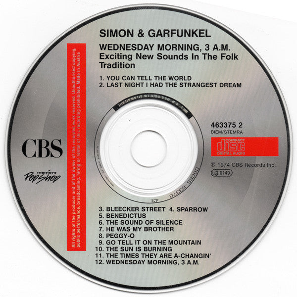 Simon & Garfunkel : Wednesday Morning, 3 A.M. (CD, Album, RE)