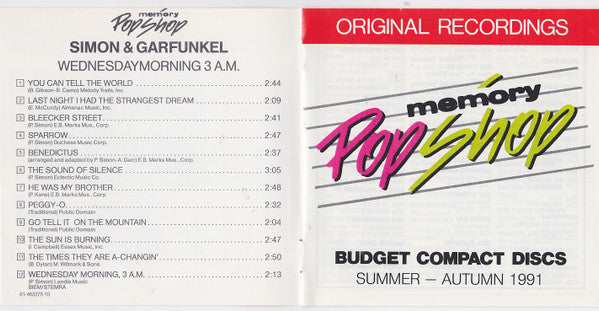 Simon & Garfunkel : Wednesday Morning, 3 A.M. (CD, Album, RE)