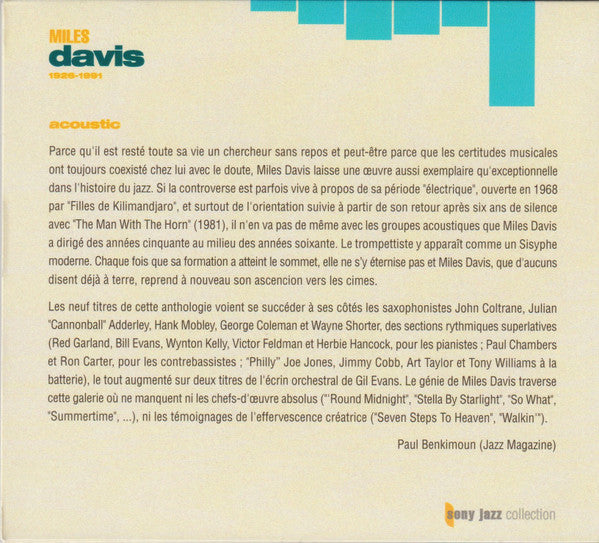 Miles Davis : Miles Davis Acoustic (CD, Comp)