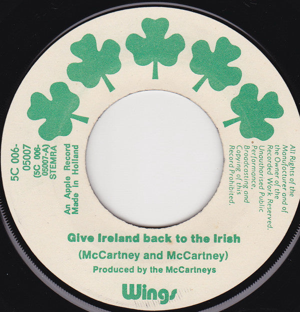 Wings (2) : Give Ireland Back To The Irish (7", Single, Lar)