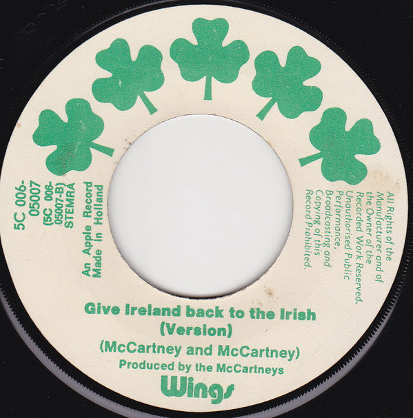 Wings (2) : Give Ireland Back To The Irish (7", Single, Lar)
