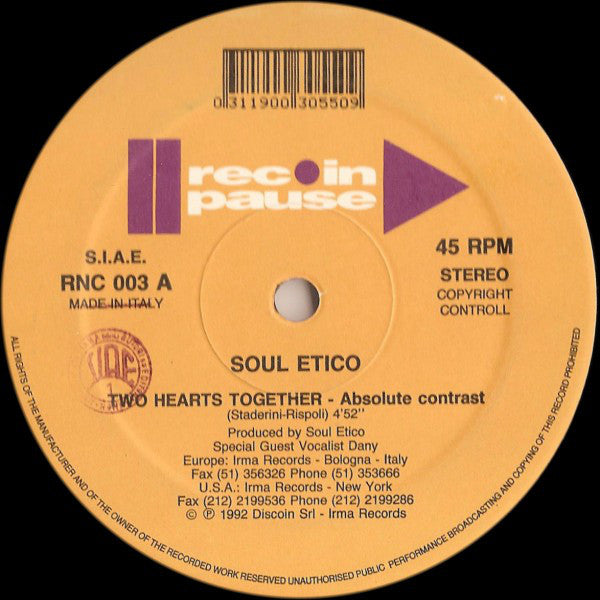 Soul Etico : Two Hearts Together (12")