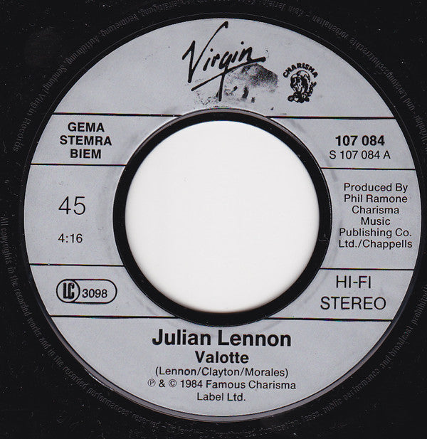 Julian Lennon : Valotte (7", Single, M/Print)