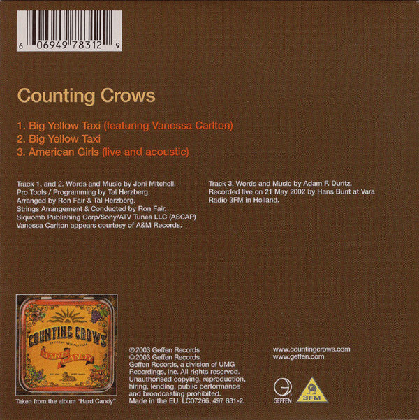 Counting Crows Featuring Vanessa Carlton : Big Yellow Taxi (CD, Single, Car)