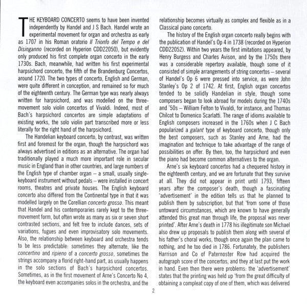 Thomas Arne, Paul Nicholson, The Parley Of Instruments : Six Favourite Concertos (CD, Album, RE)