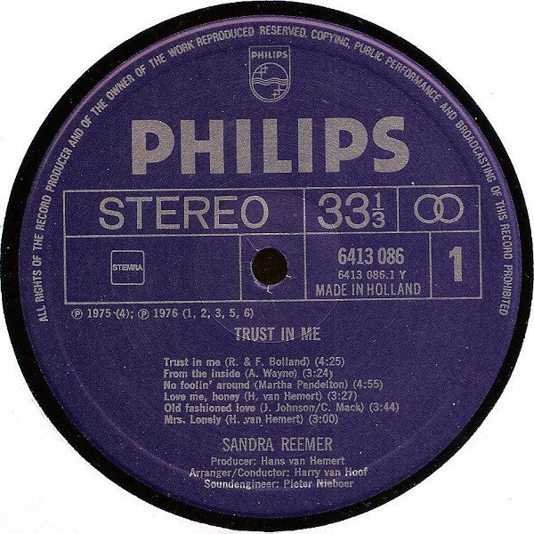 Sandra Reemer : Trust In Me (LP, Album)