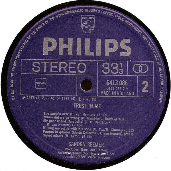 Sandra Reemer : Trust In Me (LP, Album)