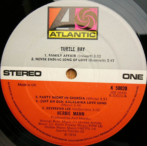 Herbie Mann : Turtle Bay (LP, Album, Emb)