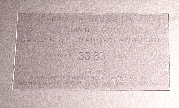 Sakamoto*, Toop* : Garden Of Shadows And Light (LP, Cle)