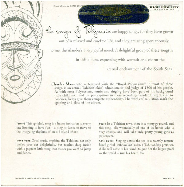 The Royal Polynesians Featuring Charles Mauu : Polynesia! - Native Songs And Dances From The South Seas - Part 1 (7", EP, Pus)