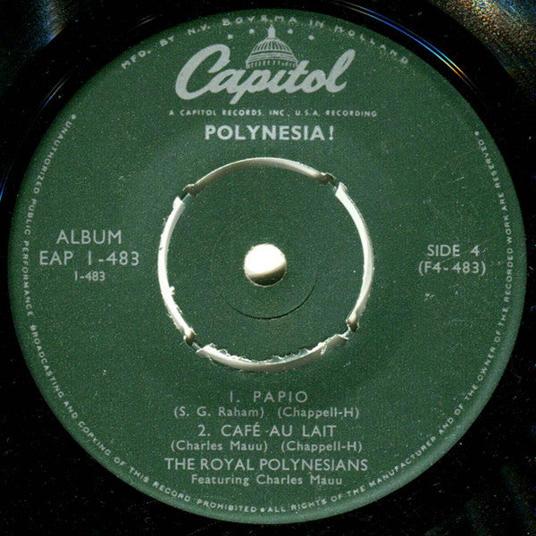 The Royal Polynesians Featuring Charles Mauu : Polynesia! - Native Songs And Dances From The South Seas - Part 1 (7", EP, Pus)