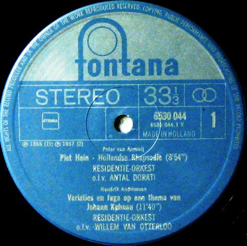 Residentie Orkest : Piet Hein Rapsodie - Kuhnau Variaties - Cyrano De Bergerac / De Getemde Feeks (Ouvertures) (LP)