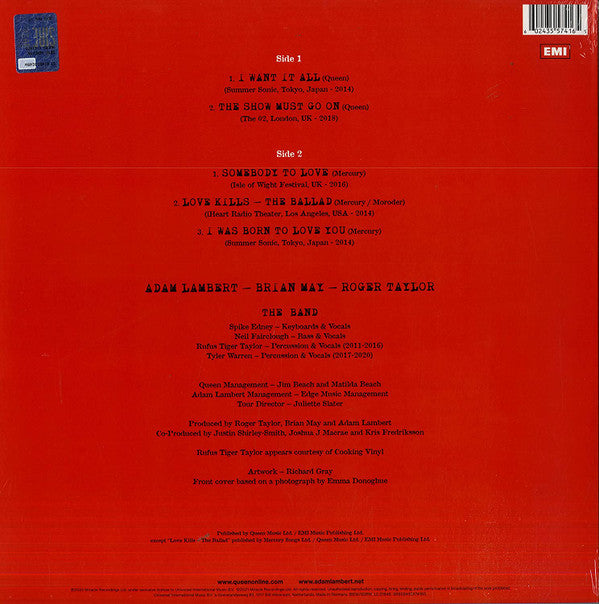 Queen + Adam Lambert : Live Around The World EP (12", EP, RSD, Ltd)