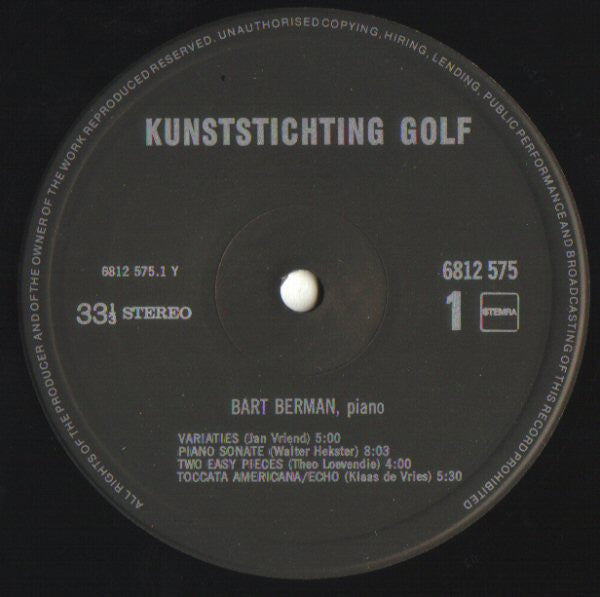 Bart Berman : Piano (LP)