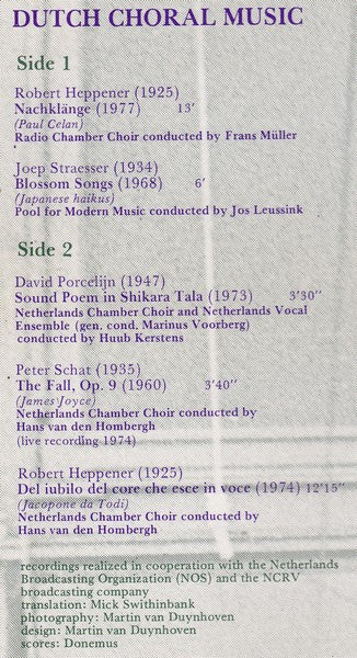 Various : Dutch Choral Music (LP)