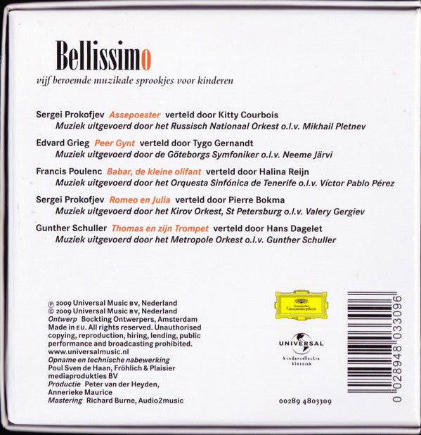 Various : Bellisimo (Vijf Beroemde Muzikale Sprookjes Voor Kinderen) (CD, Album, RE + CD, Album, RE + CD, Album, RE + CD)