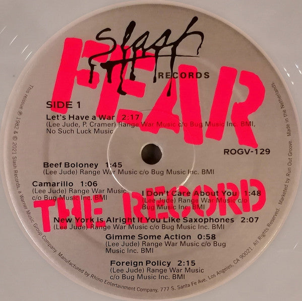 Fear (3) : The Record (LP, Album, RSD, RE, Whi + 7", Single, RE, Red)